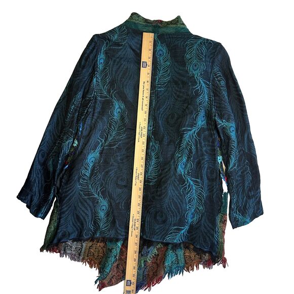 Soft Surroundings Embroidered Peacock Feather Kimono Cardigan Jacket Women's S - Picture 10 of 15